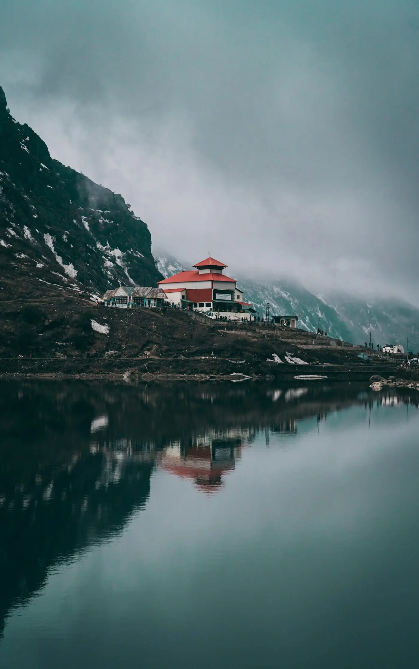 A small shrine on the shore of Tsomgo Lake